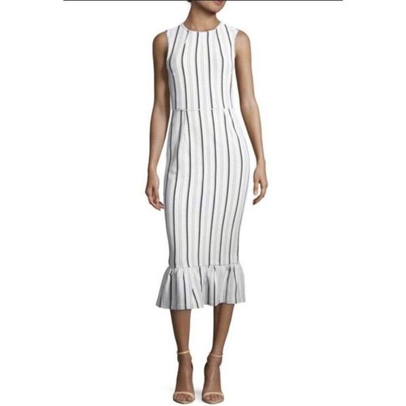 Opening ceremony Womens White Striped Lotus Flutter midi dress size small s - Picture 1 of 12